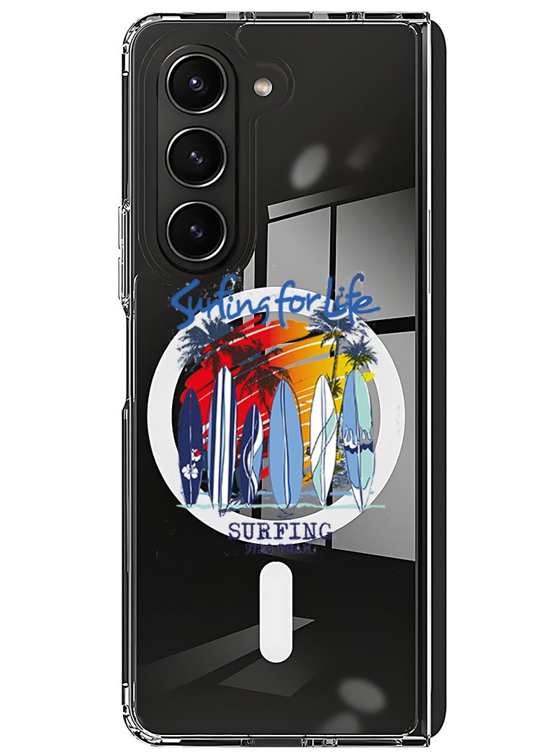 Theodor Magnetic Case for Samsung Galaxy Z Fold 5 Compatible with MagSafe Wireless Charging, Shockproof Phone Bumper Cover Surfing for life - Image 1