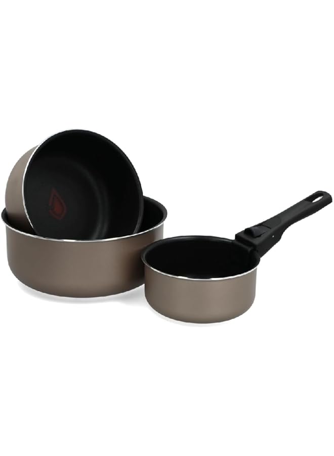 بيرجنر طقم أواني صلصة متينة من 3 قطع بمقبض قابل للإزالة باللونين الأسود والرمادي Bg 34802 - Image 3