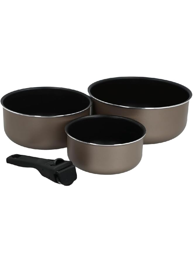 بيرجنر طقم أواني صلصة متينة من 3 قطع بمقبض قابل للإزالة باللونين الأسود والرمادي Bg 34802 - Image 1