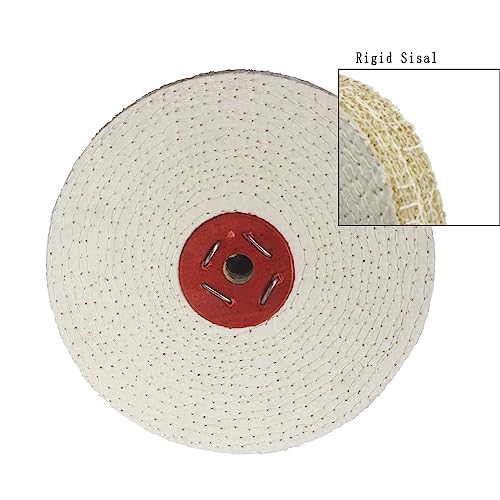 JUNLIXN 8 inch Extra Thick Rigid Sisal Buffing Wheel, 5/8 Inch Arbor Hole Abrasive Polishing Wheel for Bench Grinder(White) - Image 3