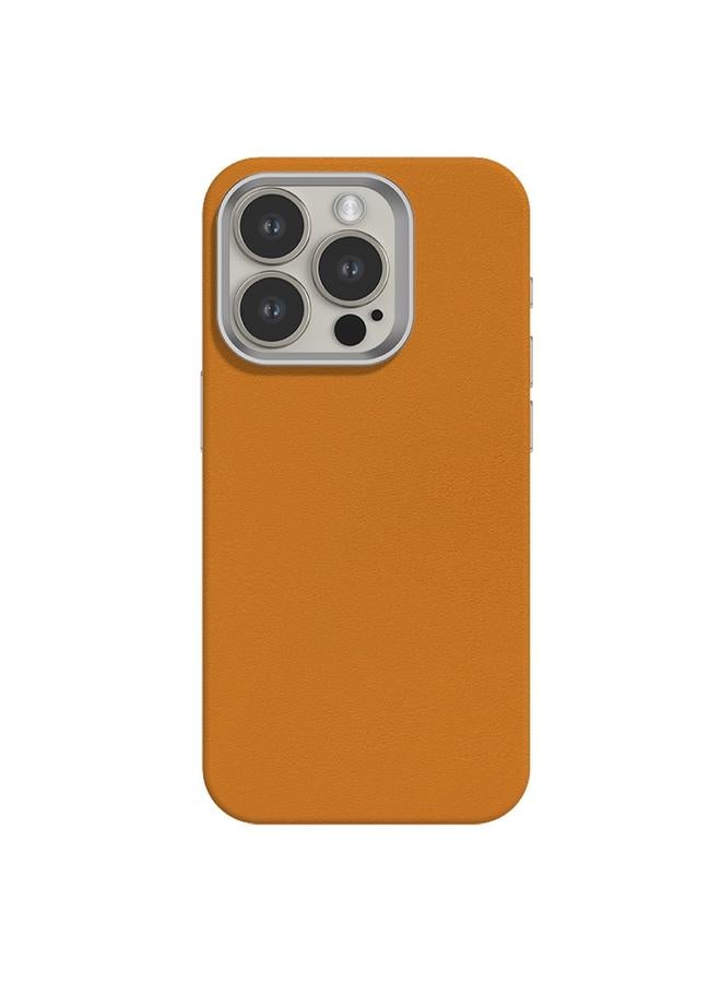 S-TOP Case For iPhone 15 Pro Skin Feel Fine Leather Texture Metal Lens Frame MagSafe Phone Case - Image 1