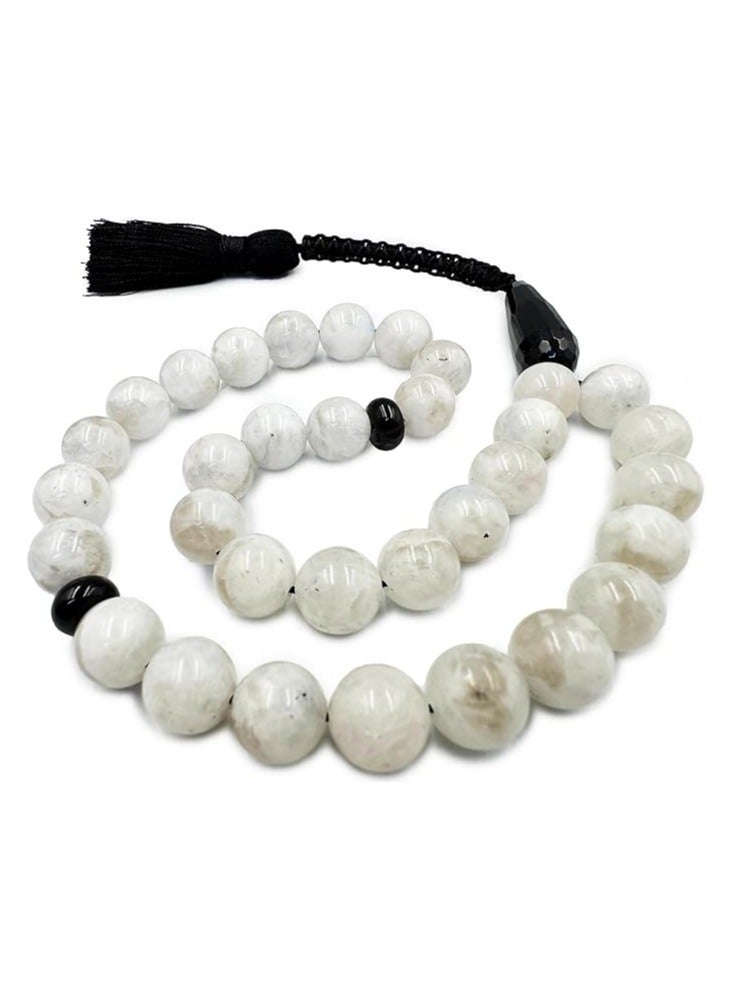 REBUY REBUY Rainbow Moonstone tasbih Natural Gemstone Islamic Prayer 33 Beads Tasbih - Image 1