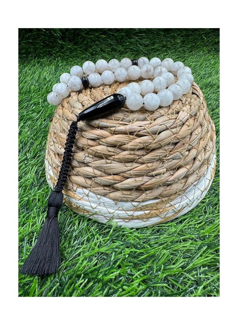 REBUY REBUY Rainbow Moonstone tasbih Natural Gemstone Islamic Prayer 33 Beads Tasbih - Image 2
