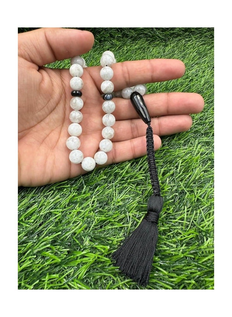 REBUY REBUY Rainbow Moonstone tasbih Natural Gemstone Islamic Prayer 33 Beads Tasbih - Image 4