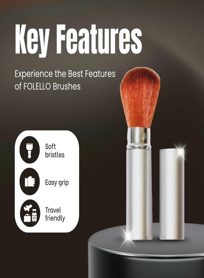 FOLELLO Makeup Brush for Professional Home and Travel Use, Portable Face Blush Brush with Cover, Foundation Brush, Blush Brush, Powder Brush, Everyday Makeup Brush - Image 4