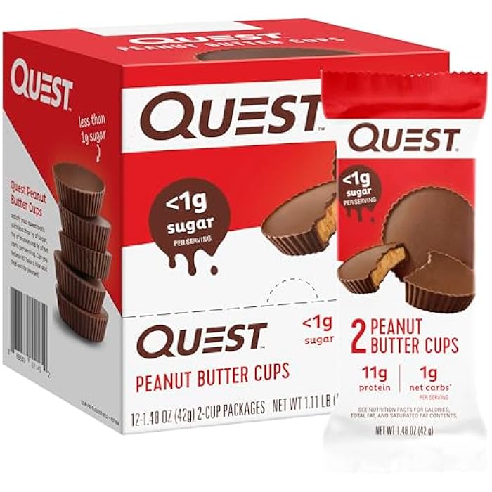 Quest Nutrition Peanut Butter Cups, 11g Protein, 1g Sugar, Low Carb, Gluten Free, Keto Friendly, 12 Count - Image 1