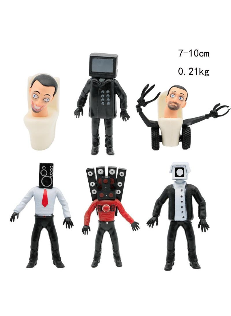General 6 Pieces Skibidi Toilet Man Monitor Man Toy Set Ideas Toys Battle Horror Game Model Ideas Toys Gifts For Adult & Kids 