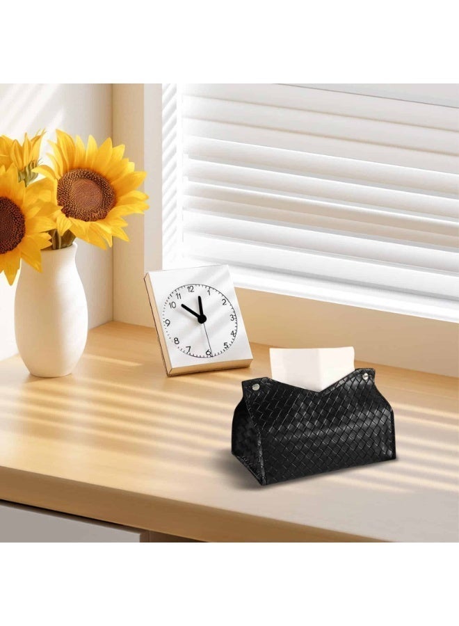 baytella Tissue Box Holder, Facial Paper Organizer Dispenser, Long PU Tissue Holder Square Box Cover, Leather Tissue Box Cover for Bathroom, Vanity Countertop, Tabletop, Car (Black) – Ramadan Essentials - Image 5