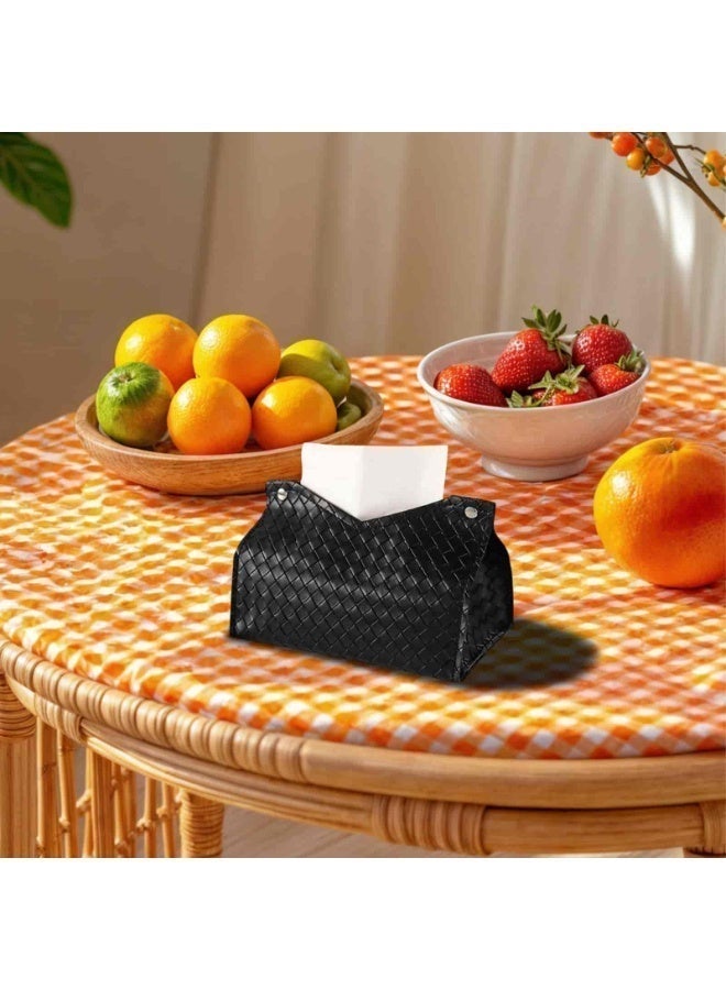baytella Tissue Box Holder, Facial Paper Organizer Dispenser, Long PU Tissue Holder Square Box Cover, Leather Tissue Box Cover for Bathroom, Vanity Countertop, Tabletop, Car (Black) – Ramadan Essentials - Image 3