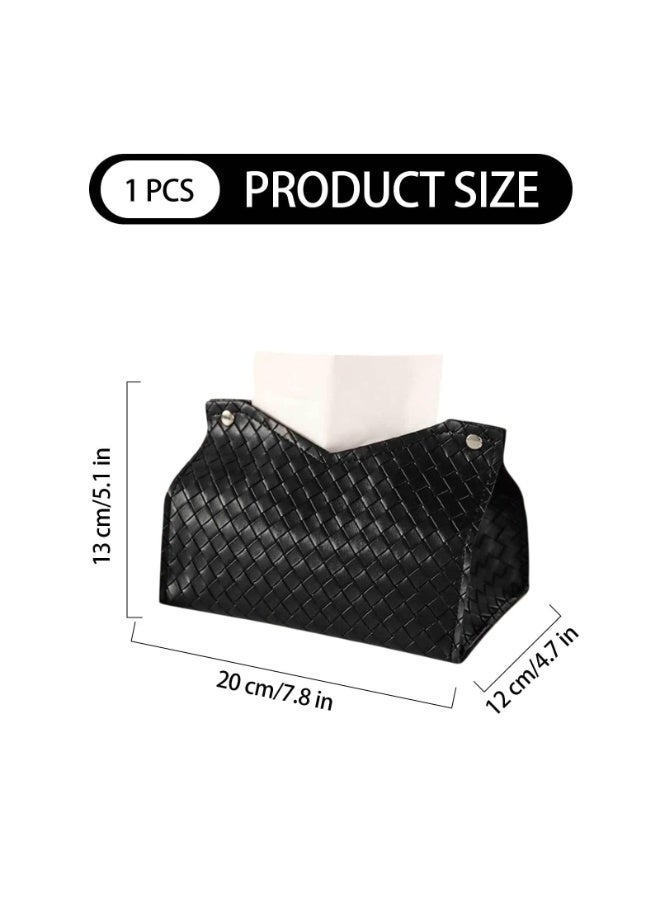baytella Tissue Box Holder, Facial Paper Organizer Dispenser, Long PU Tissue Holder Square Box Cover, Leather Tissue Box Cover for Bathroom, Vanity Countertop, Tabletop, Car (Black) – Ramadan Essentials - Image 2