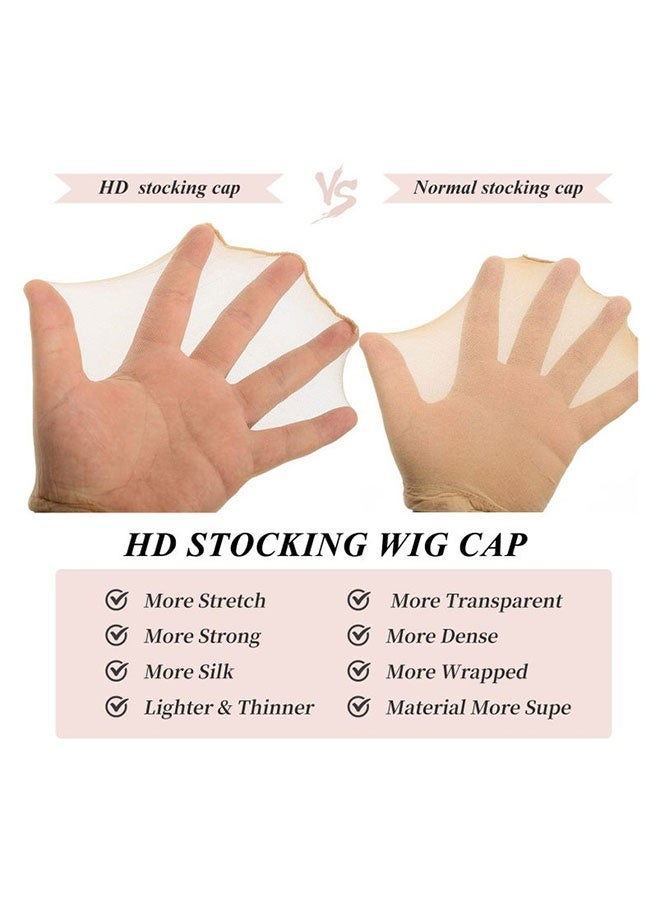 4 Pieces HD Wig Cap,Invisible and Sheer Breathable Ultra-thin Stretchy Stocking Caps for Lace Front Wigs - Image 2
