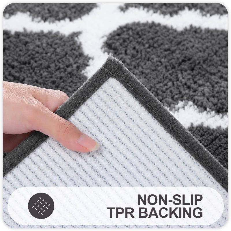 OLANLY Bathroom Rugs Set 2 Piece Microfiber Bath Shower Mat and U-Shaped Toilet Rug  Machine Wash Dry  Non-Slip Absorbent Shaggy Bath Rug for Tub  Shower and Bath Room (30""x20""+24""x20""  Dark Grey) - Image 4