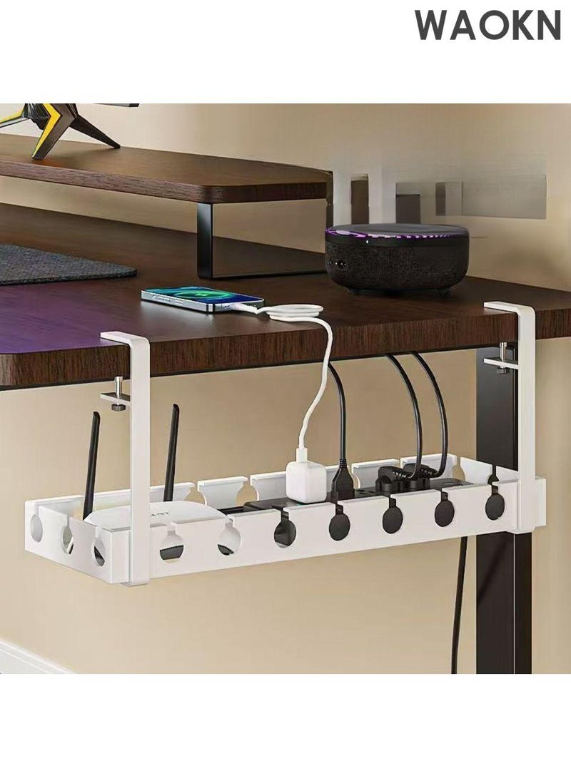 WAOKN Cable management tray under the desk, 43-74cm extendable cable manager, tangle free cable organizer, no drilling required, sturdy metal cable tray basket, suitable for homes, offices, kitchens, and other places. - Image 4