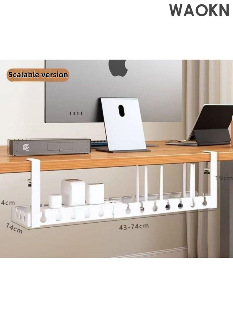 WAOKN Cable management tray under the desk, 43-74cm extendable cable manager, tangle free cable organizer, no drilling required, sturdy metal cable tray basket, suitable for homes, offices, kitchens, and other places. - Image 3