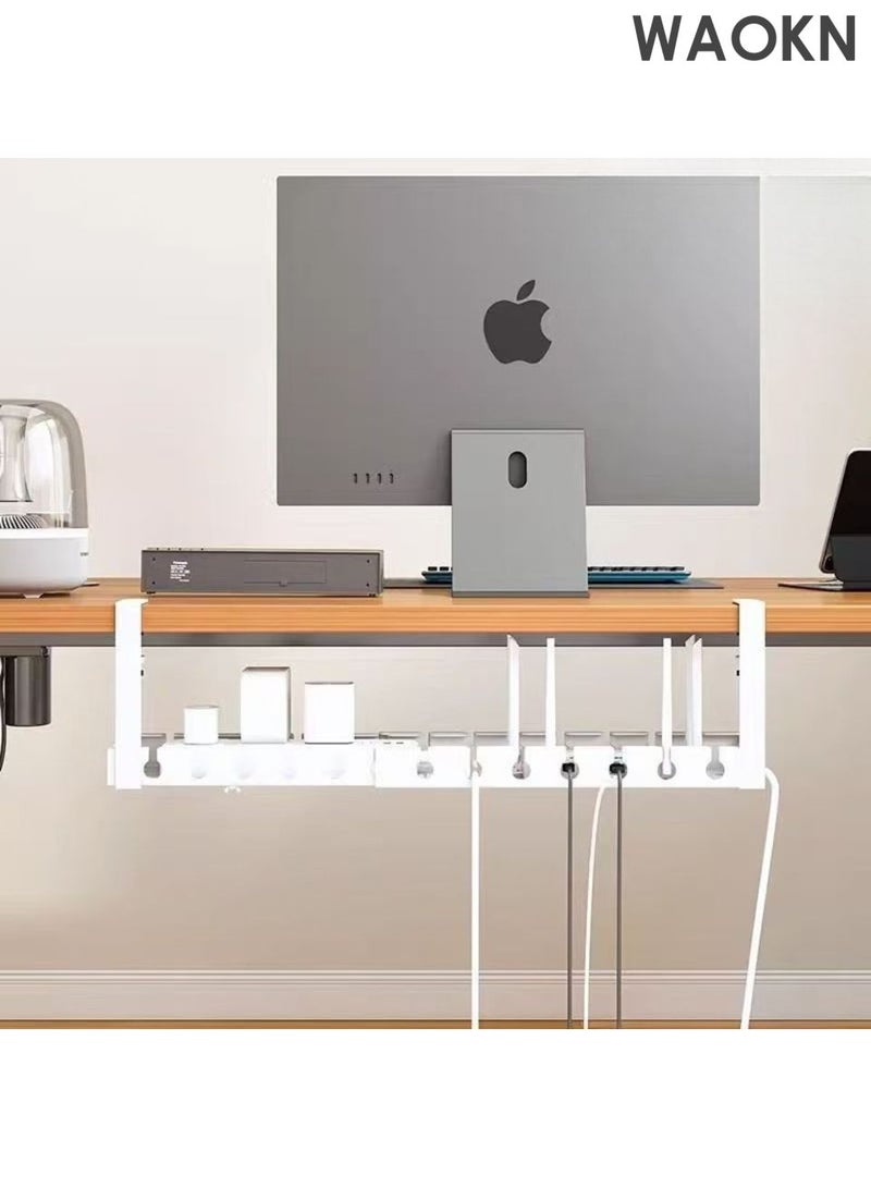 WAOKN Cable management tray under the desk, 43-74cm extendable cable manager, tangle free cable organizer, no drilling required, sturdy metal cable tray basket, suitable for homes, offices, kitchens, and other places. - Image 1