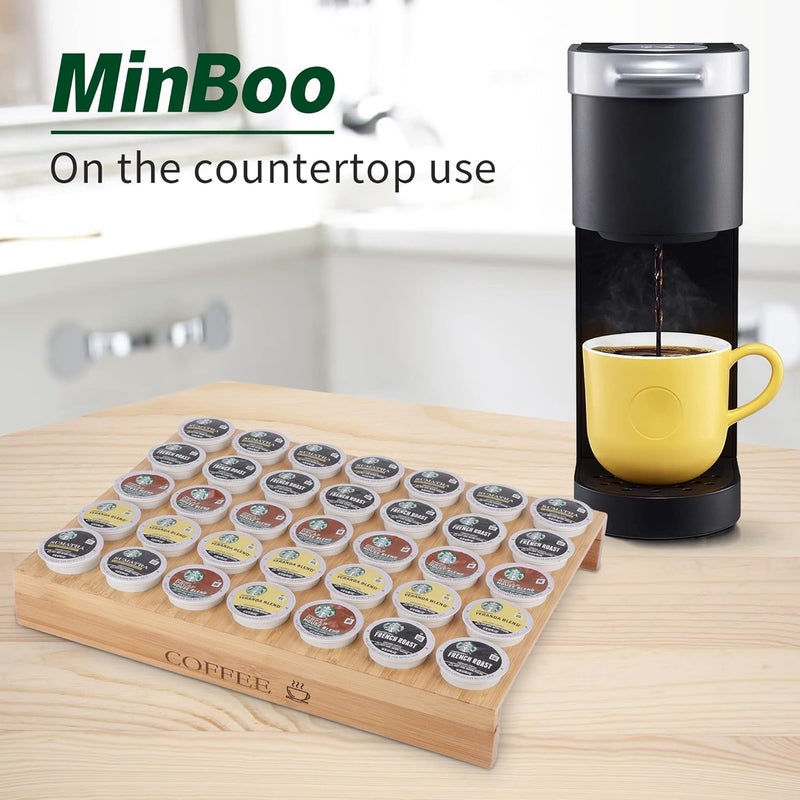 MinBoo BamBoo k cup holder Drawer or Countertop k cup Organizer Coffee Pod Holder Hold 35 Coffee Pod Storage Kcup coffee pods holder for coffee station Office and Kitchen k cup storage - Image 4
