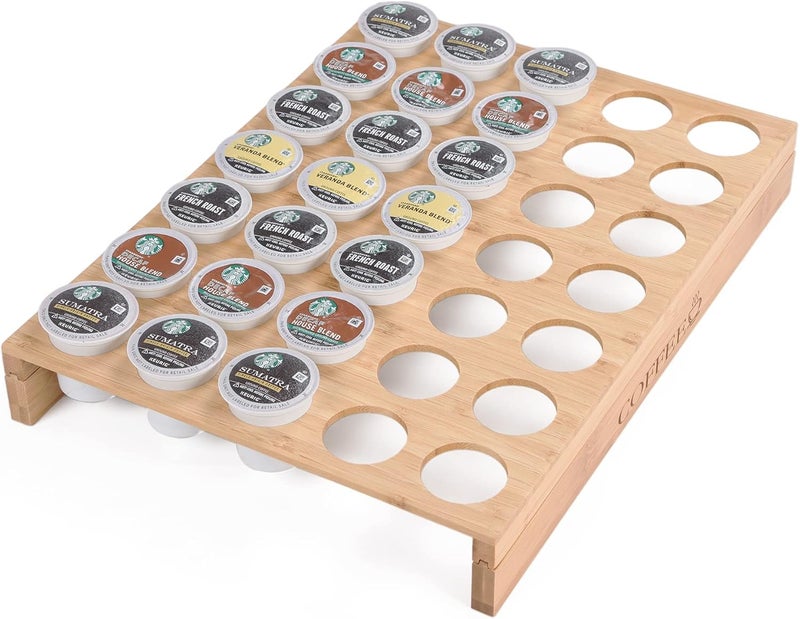 MinBoo BamBoo k cup holder Drawer or Countertop k cup Organizer Coffee Pod Holder Hold 35 Coffee Pod Storage Kcup coffee pods holder for coffee station Office and Kitchen k cup storage - Image 1