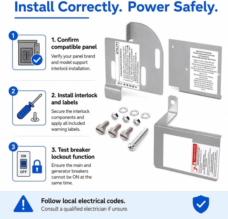 S7 Generator Interlock Kit, Cover Generator and QOM2 Frame Size Main Breaker Interlock Kit - Image 5