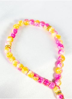 The Black Pearl Accessories Pink Yellow Alabaster Stone Prayer Bead of 33 Beads and High Quality Tassel  - Image 4