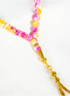 The Black Pearl Accessories Pink Yellow Alabaster Stone Prayer Bead of 33 Beads and High Quality Tassel  - Image 3