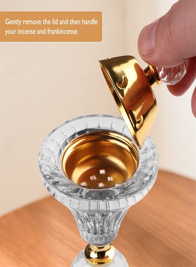 SYOSI Crystal Incense Burner, Bakhoor Burner Diffuser Resin Burner, Classical Home Deco Aromatherapy Ornament for Yoga Meditation Spa, Cup-Shape - Image 2