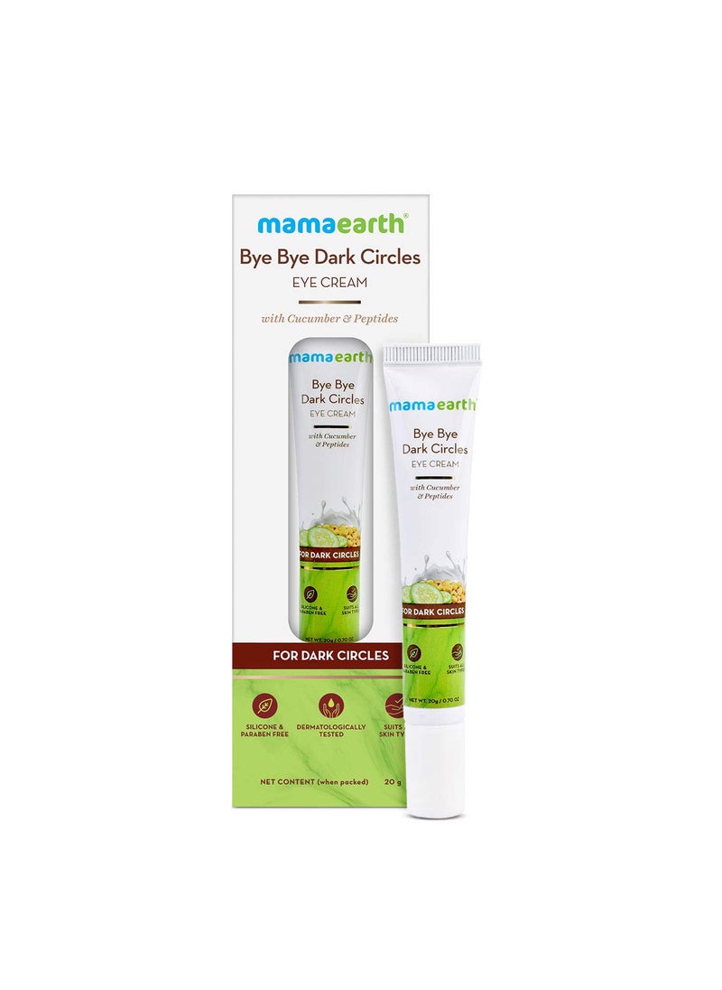 Mamaearth MAMAEARTH Bye Bye Dark Circles Peptide Eye Cream  Reduces Dark Circles Puffiness Bags  Wrinkles  Soothes Tired Eyes  Firms Under Eye Skin  071 Oz20 g 