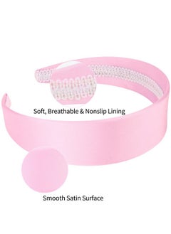 Wecoe Pink Headband 1.6 Inch Wide Silk Satin Headband Women Non Slip Fashion Plain Head Band Solid Hair Band Diy Holiday Hair Accessories For Women Girls Diademas Para Mujer Gifts  - Image 2