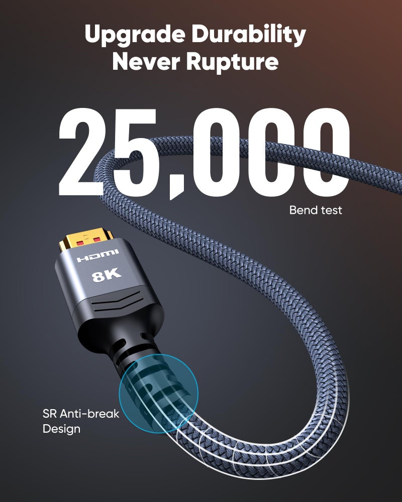 Highwings Long 8K Fiber Optic HDMI Cable 65FT, Unidirectional 2.1 48Gbps Ultra High-Speed Slim HDMI 8K60Hz 4K120Hz HDR/eARC Compatible for PS6 and DVD - Image 5