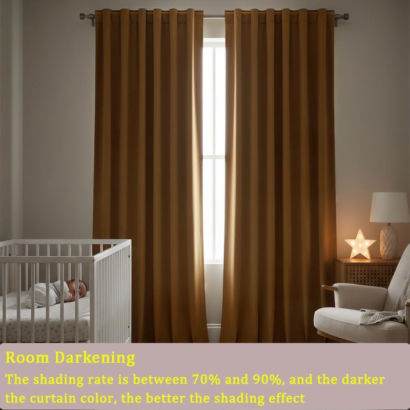 Timeper Gold Brown Velvet Curtains 84 inches 2 Panels, Light Blocking Curtains for Bedroom Living Room Thermal Insulated Luxury Super Soft Window Drapes,Back Tab & Rod Pocket,W52 x L84 inches - Image 5