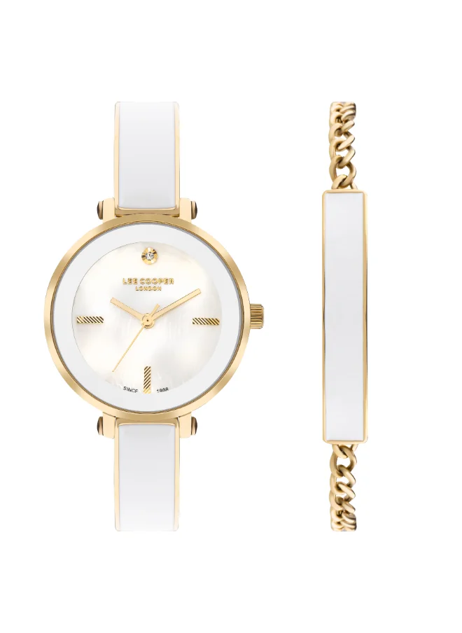 لي كوبر LEE COOPER Women's Analog White Dial Watch - LC07813.120