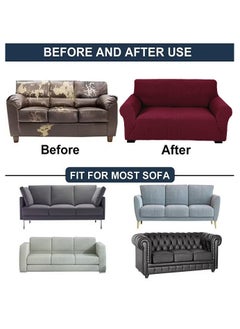 Fabienne Stretch Fit 3-Seater Sofa Cover Soft Brushed Fabric Couch Cover Exquisitely Full Coverage Furniture Protector Slipcover Three Seater Fits on Standard and Recliner Sofa 185-235cm Size Brown  - Image 3