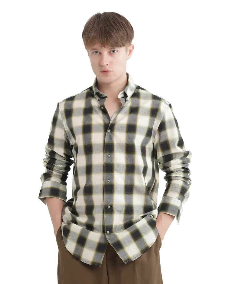 Rare Rabbit Men's Checked With Graphic Back Print Shirt