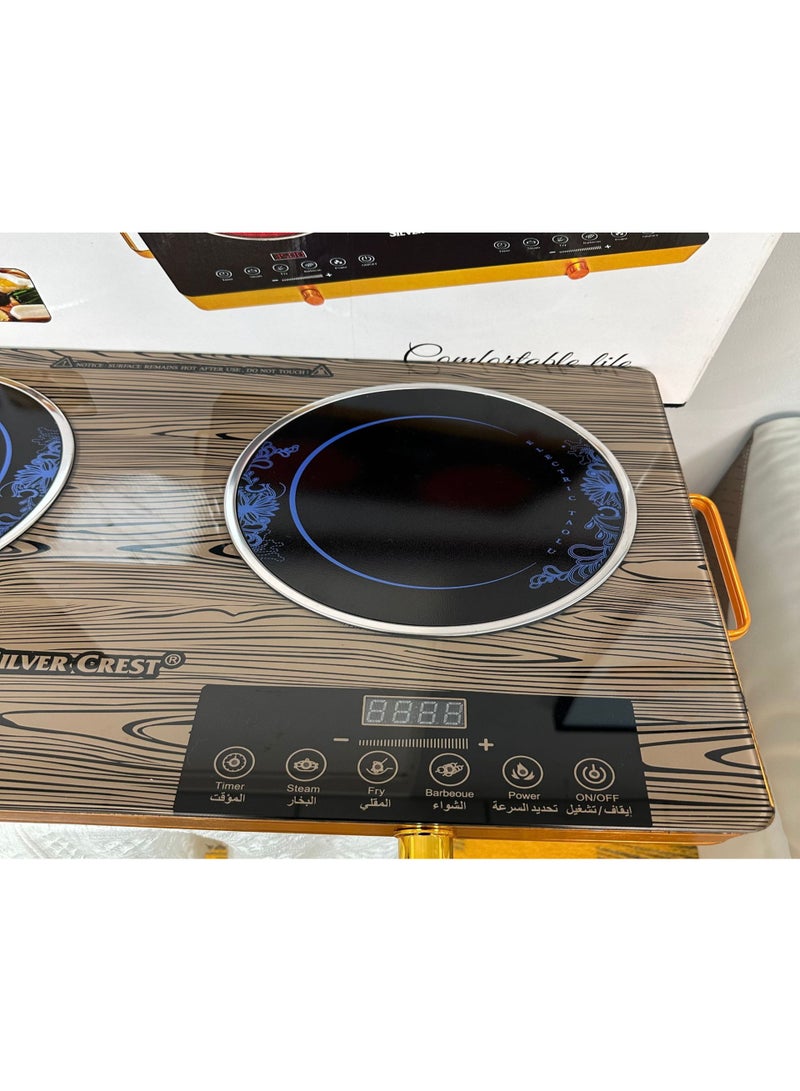 Silver Crest SC-22 Double Infrared Ceramic Cooker 7000W Electric Cooktop with Dual Heating Zones, Sensor Touch Control, LED Display, Waterproof Surface, Overheat Protection, Energy Saving Design for Fast and Efficient Cooking - Image 3