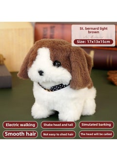 Generic Simulation Electric Dog Will Call And Walk Plush Electric Puppy Electric Rabbit Children's Toy Dog Stall Wholesale-Color:St. Bernard Light Brown ]  - Image 1
