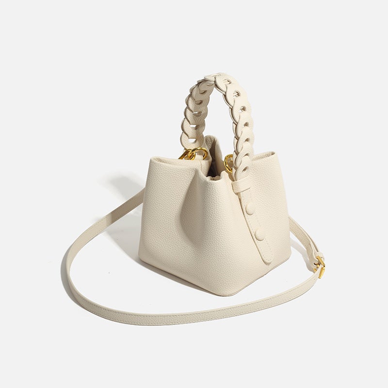 2024 Niche High-End Vegetable Basket Fashion Woven Bucket Bag Commuter Portable Shoulder Crossbody Bag - Image 2