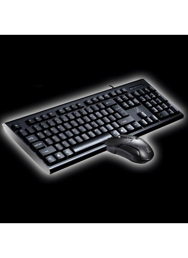 BURAQ Chasing Leopard Q9 1600 DPI Professional Wired Grid Texture Gaming Office Keyboard + Optical Mouse Kit(Black)  - Image 1