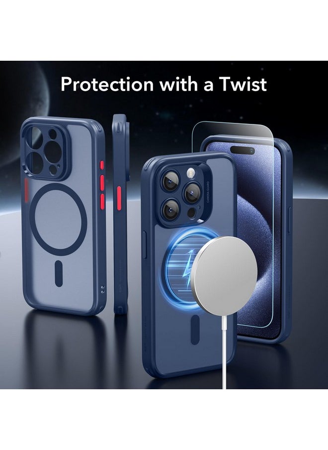 اي اس ار مجموعة جراب ESR لهاتف iPhone 15 Pro (5 في 1)، جراب شفاف غير لامع مع واقي شاشة وحمايات عدسة الكاميرا، متوافق مع MagSafe، حماية من الدرجة العسكرية، سلسلة كلاسيكية، أزرق فاتح  - Image 2