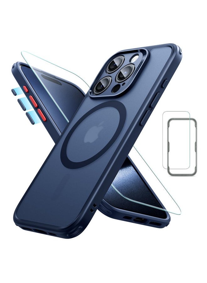 اي اس ار مجموعة جراب ESR لهاتف iPhone 15 Pro (5 في 1)، جراب شفاف غير لامع مع واقي شاشة وحمايات عدسة الكاميرا، متوافق مع MagSafe، حماية من الدرجة العسكرية، سلسلة كلاسيكية، أزرق فاتح  - Image 1