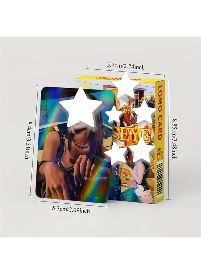 30 قطعة من كروت كاتس آي لومو مقطوعة بالليزر هولوغرافية، هدية لمجمعي الصور الخشبية - Image 5