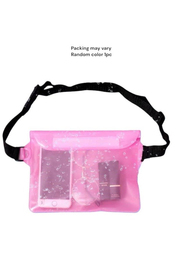 Swim bag - Adjustable waterproof waist bag for mobile phones and essentials, suitable for touchscreens, ideal for beach activities, snorkeling, boating and other water adventures. Random color. One piece. - Image 1