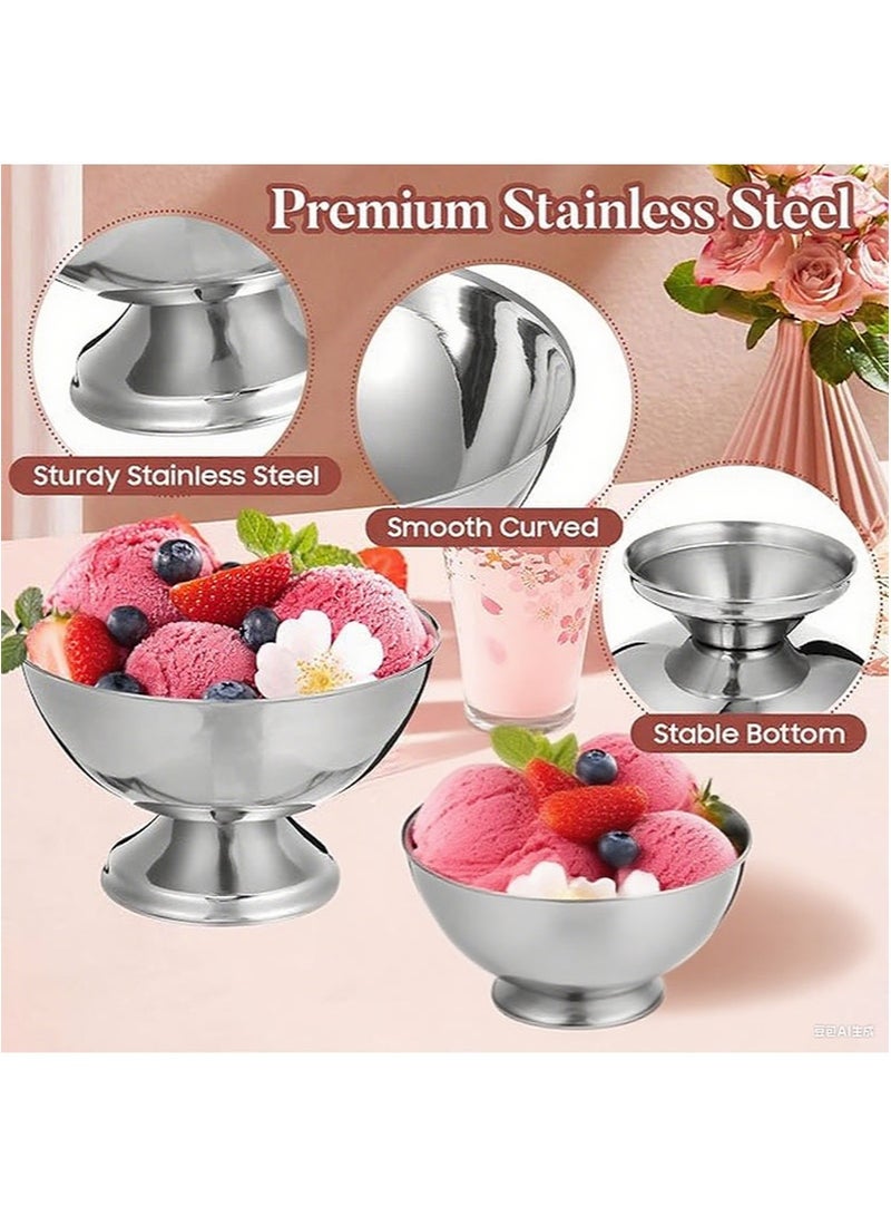 أبوستيم قطعتان من أكواب الحلوى المصنوعة من الفولاذ المقاوم للصدأ، وأطباق الحلوى المعدنية، وأطباق السلطة القابلة لإعادة الاستخدام، وأكواب الصلصة، وأوعية الآيس كريم المزخرفة للمنزل والحفلات (فضية) - Image 3