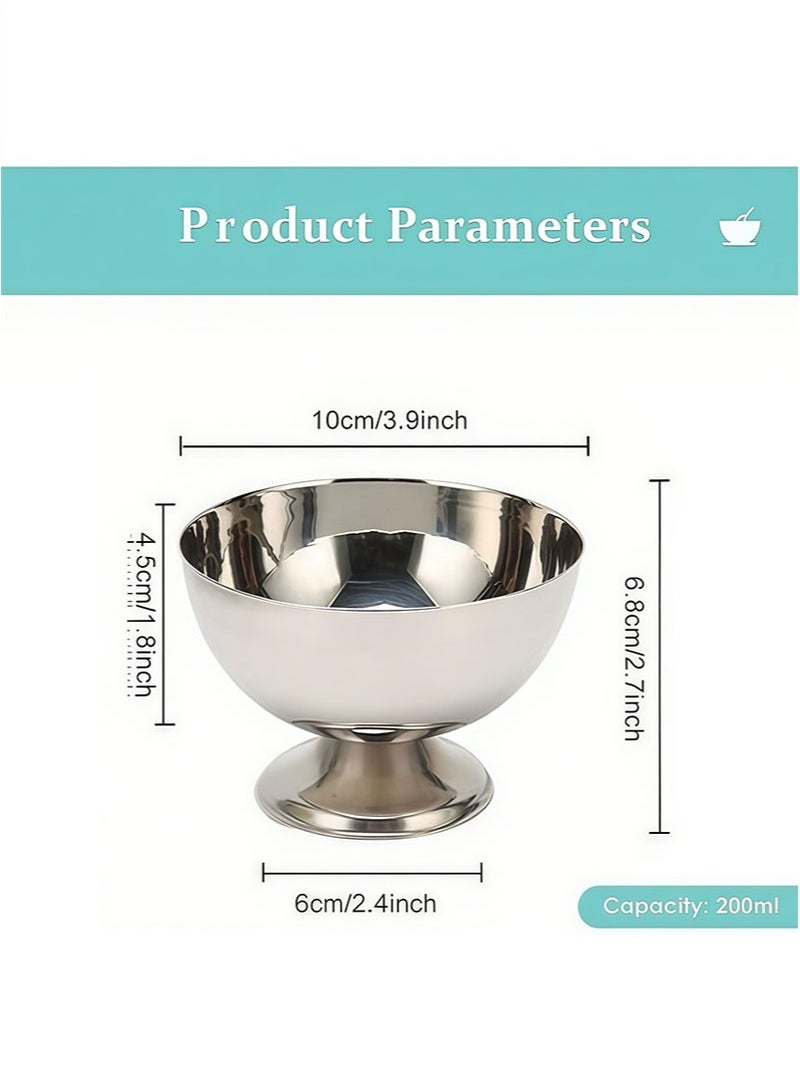 أبوستيم قطعتان من أكواب الحلوى المصنوعة من الفولاذ المقاوم للصدأ، وأطباق الحلوى المعدنية، وأطباق السلطة القابلة لإعادة الاستخدام، وأكواب الصلصة، وأوعية الآيس كريم المزخرفة للمنزل والحفلات (فضية) - Image 2