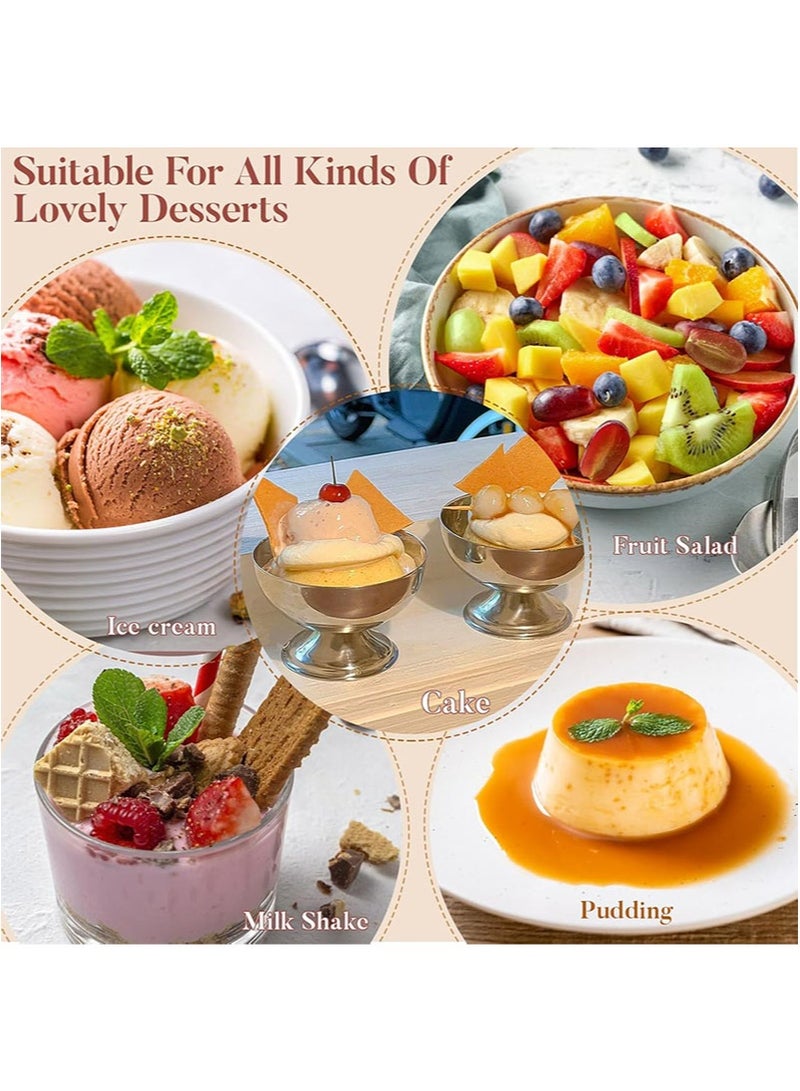 أبوستيم قطعتان من أكواب الحلوى المصنوعة من الفولاذ المقاوم للصدأ، وأطباق الحلوى المعدنية، وأطباق السلطة القابلة لإعادة الاستخدام، وأكواب الصلصة، وأوعية الآيس كريم المزخرفة للمنزل والحفلات (فضية) - Image 5