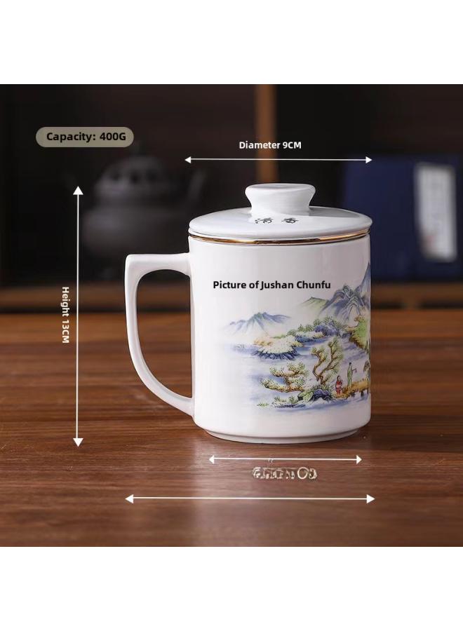 Chinese-style Ceramic Cup With Lid Office Tea Cup With Filter Net Tea Separation Cup Tea Separation Cup Personal Cup
