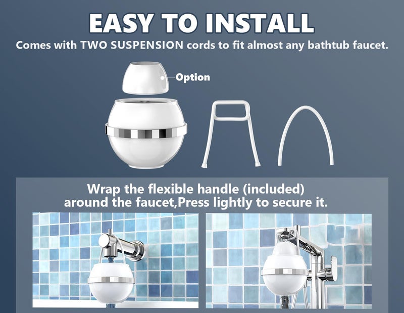 SHLLKTTRY Bath Water Filter for Tub Faucet with Overflow,2,500 Gallons of Filtration,Remove contaminants,Chlorineand Fluoride,Hard Water Softener,Enhances The Health of Skin,Hair,Nails(Premium Version) - Image 4