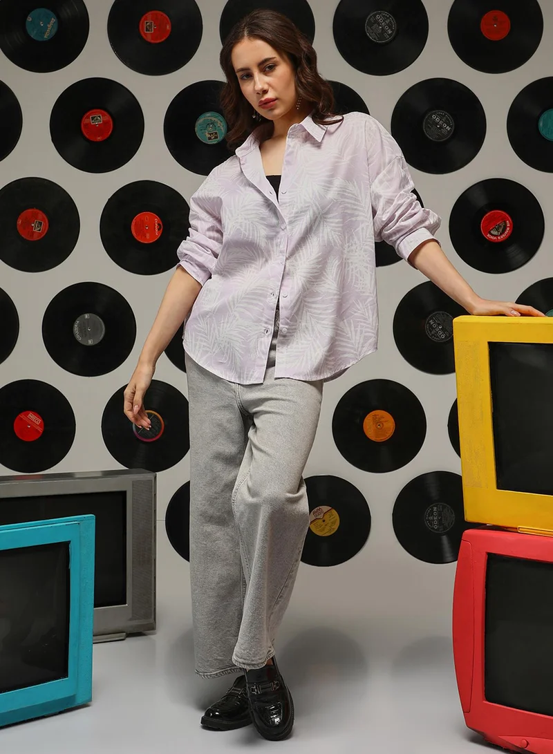 كامبوس سوترا Women's Lilac Soft Fern Oversized Shirt