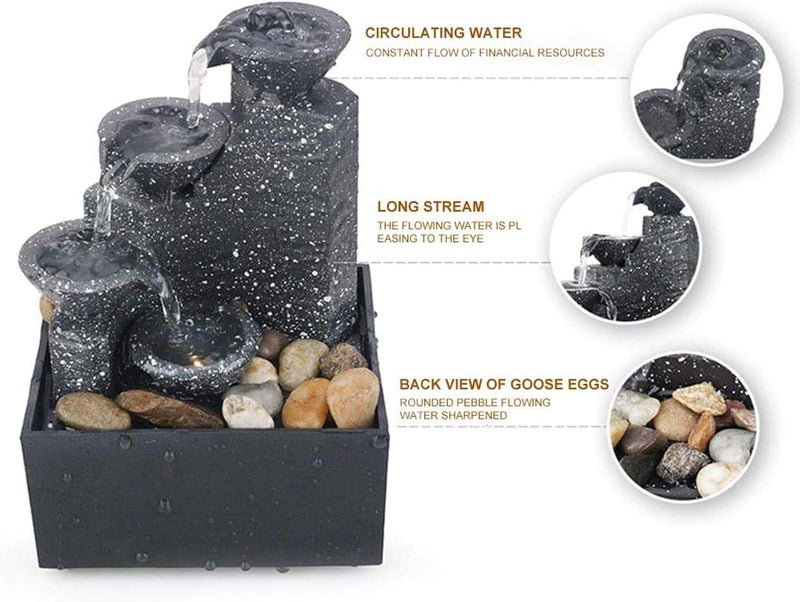 woobles Indoor Water Features, Desktop USB Water Fountain, Indoor Waterfall Ornament Crafts for Indoor Home Office Table Decoration - Image 4