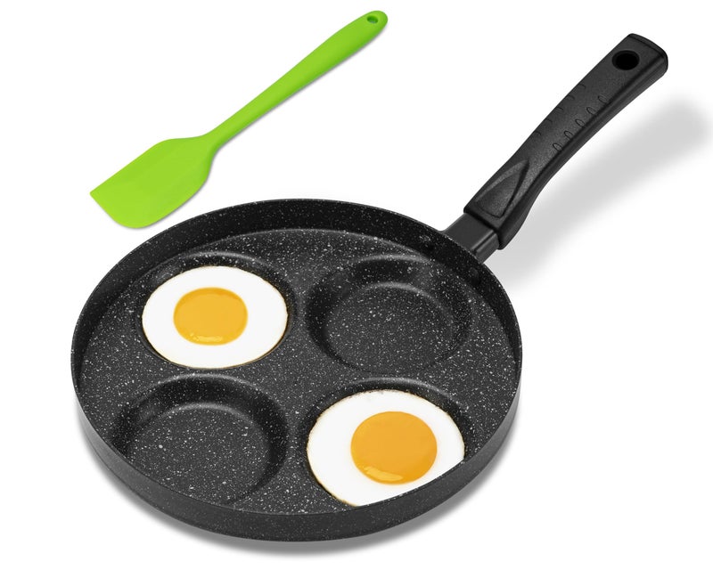 MyLifeUNIT Aluminum 4Cup Egg Frying Pan Non Stick Egg Cooker Pan