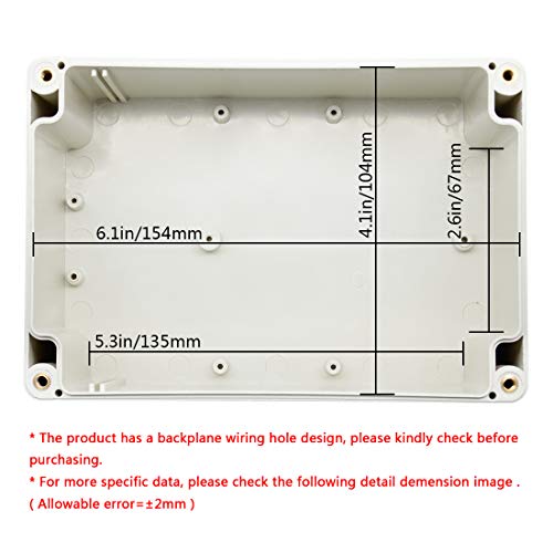 LeMotech ABS Plastic Junction Box Dustproof Waterproof IP65 Electrical Enclosure Box Universal Project Enclosure Grey with PC Transparent Clear Cover 6.3 x 4.3 x 3.5 inch(160 x110 x 90 mm) - Image 5