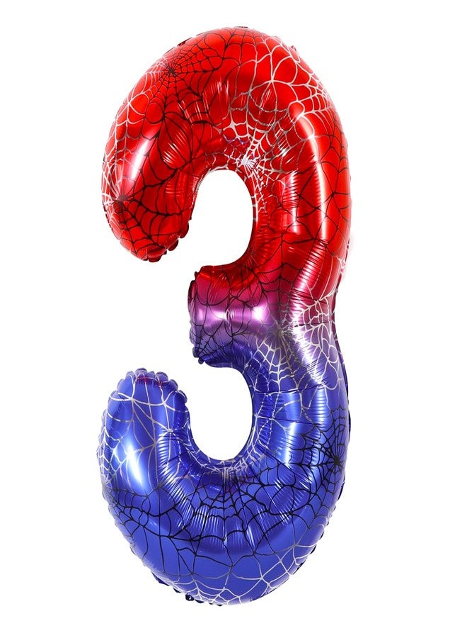 Vuzvuv 40 Inch Spider Theme Number Balloon No.3, Red Blue Foil Number Balloon for Birthday, Theme Party Supplies, Baby Shower,Anniversary Decoration - Image 1